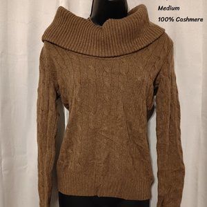 Ralph Lauren Brown Cashmere Cable Knit Sweater